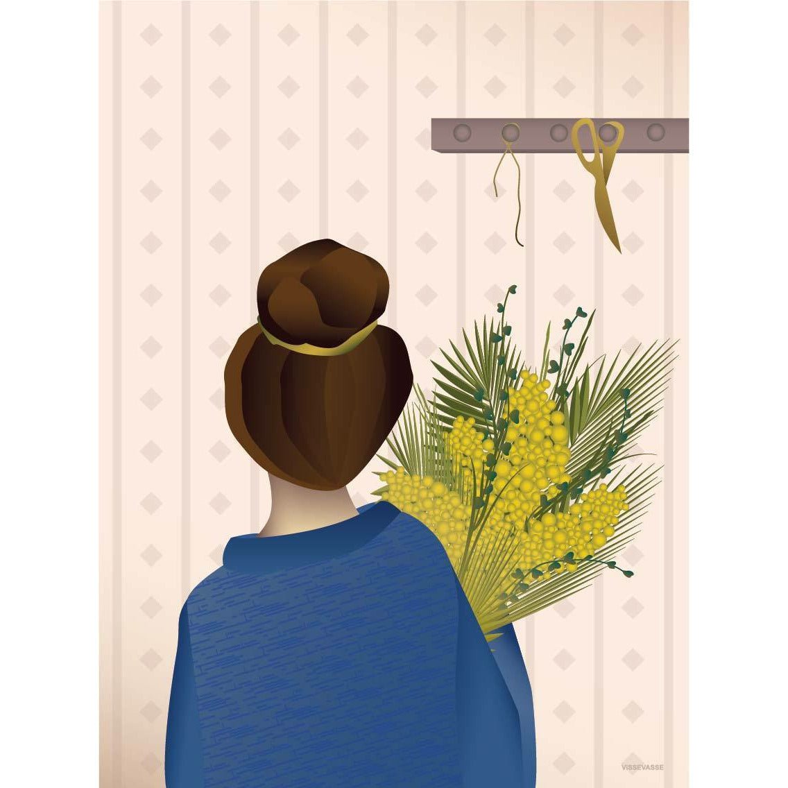 Fille Vissevasse avec affiche de bouquet, 50 x70 cm