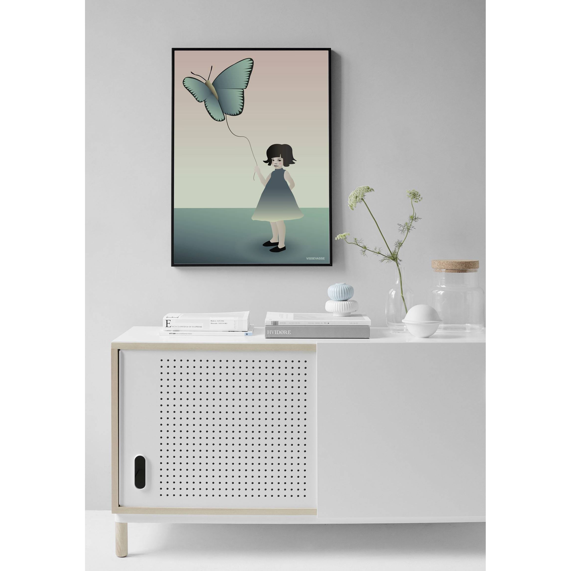 Vissevasse -meisje met de vlinderposter, 15 x21 cm