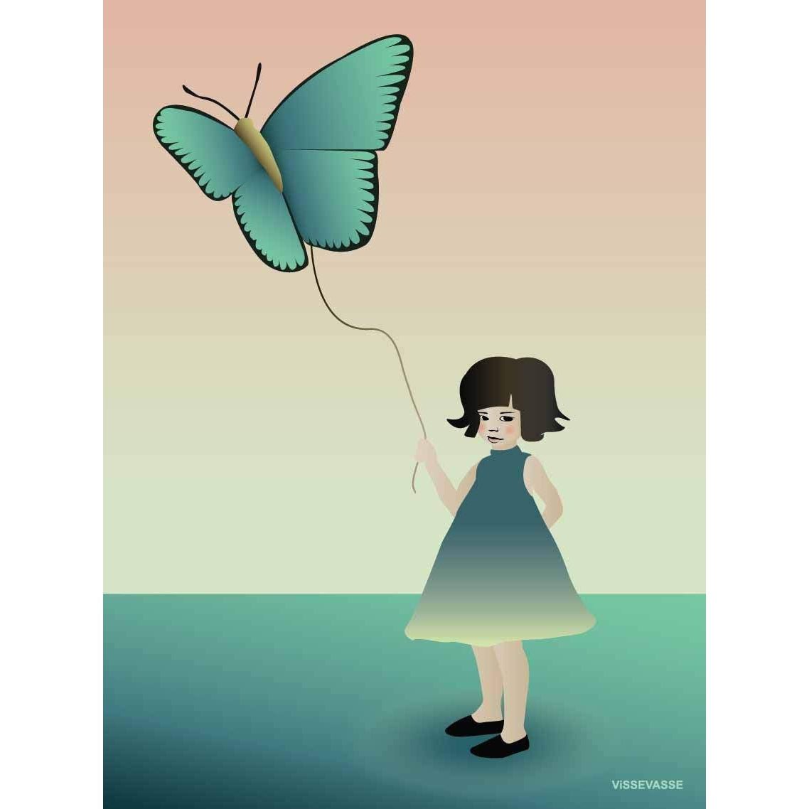 Vissevasse Girl con el póster de mariposa, 15 x21 cm