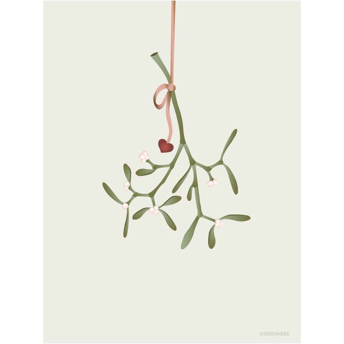 Vissevasse Mistletoe lykønskningskort, 10,5x15cm