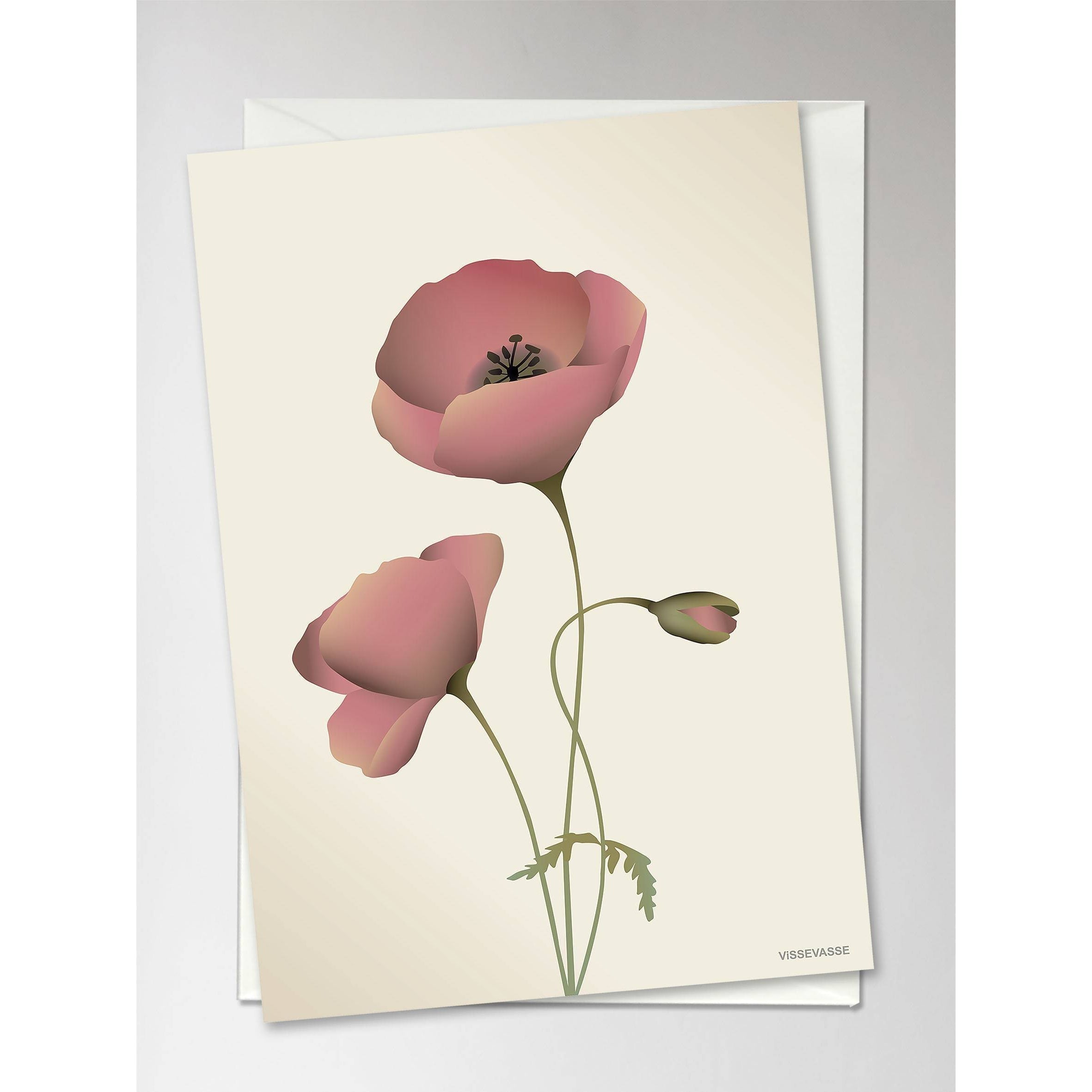 Vissevasse Poppy lykønskningskort, marengs, 10,5x15cm