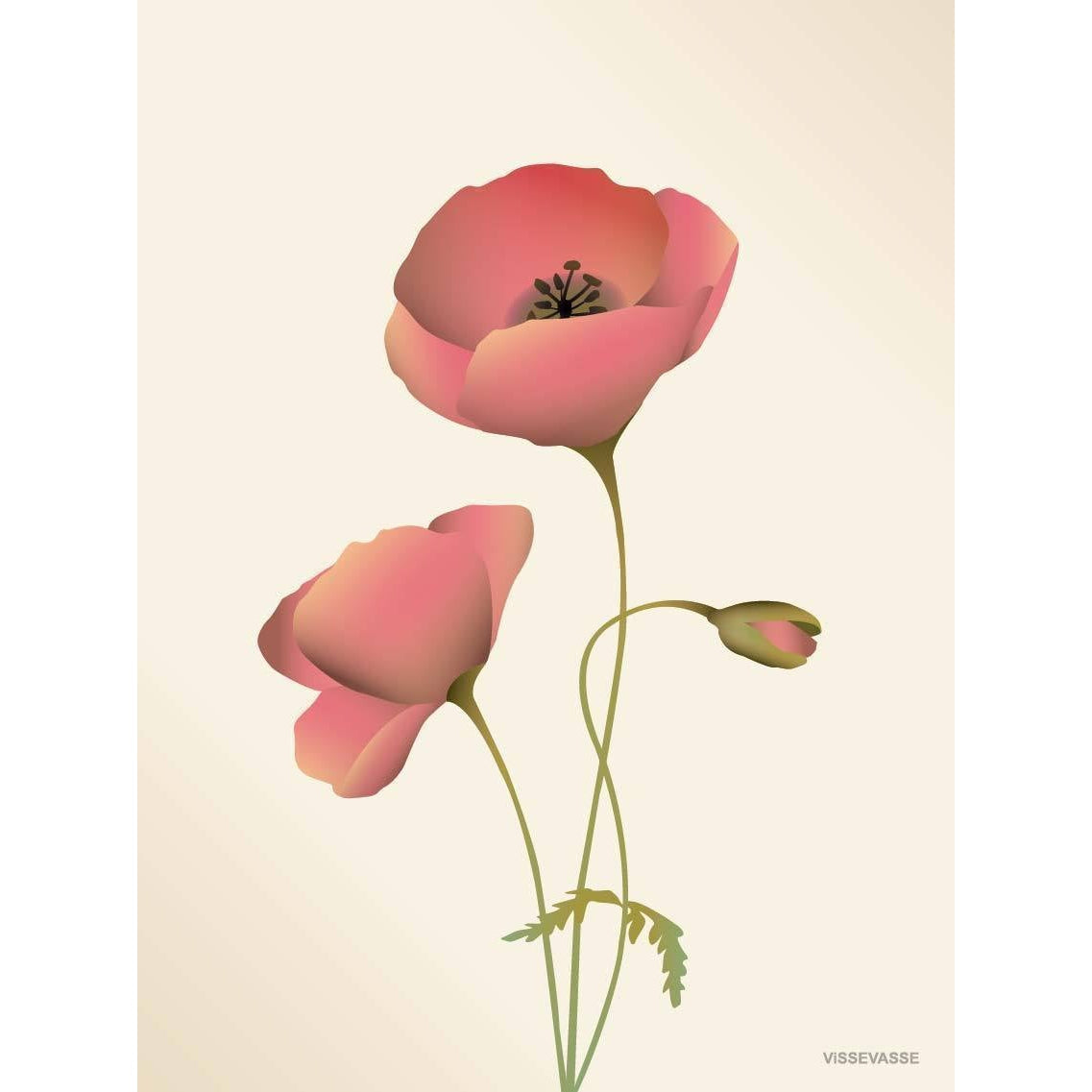 Tarjeta de felicitación Vissevasse Poppy, merengue, 10,5x15 cm