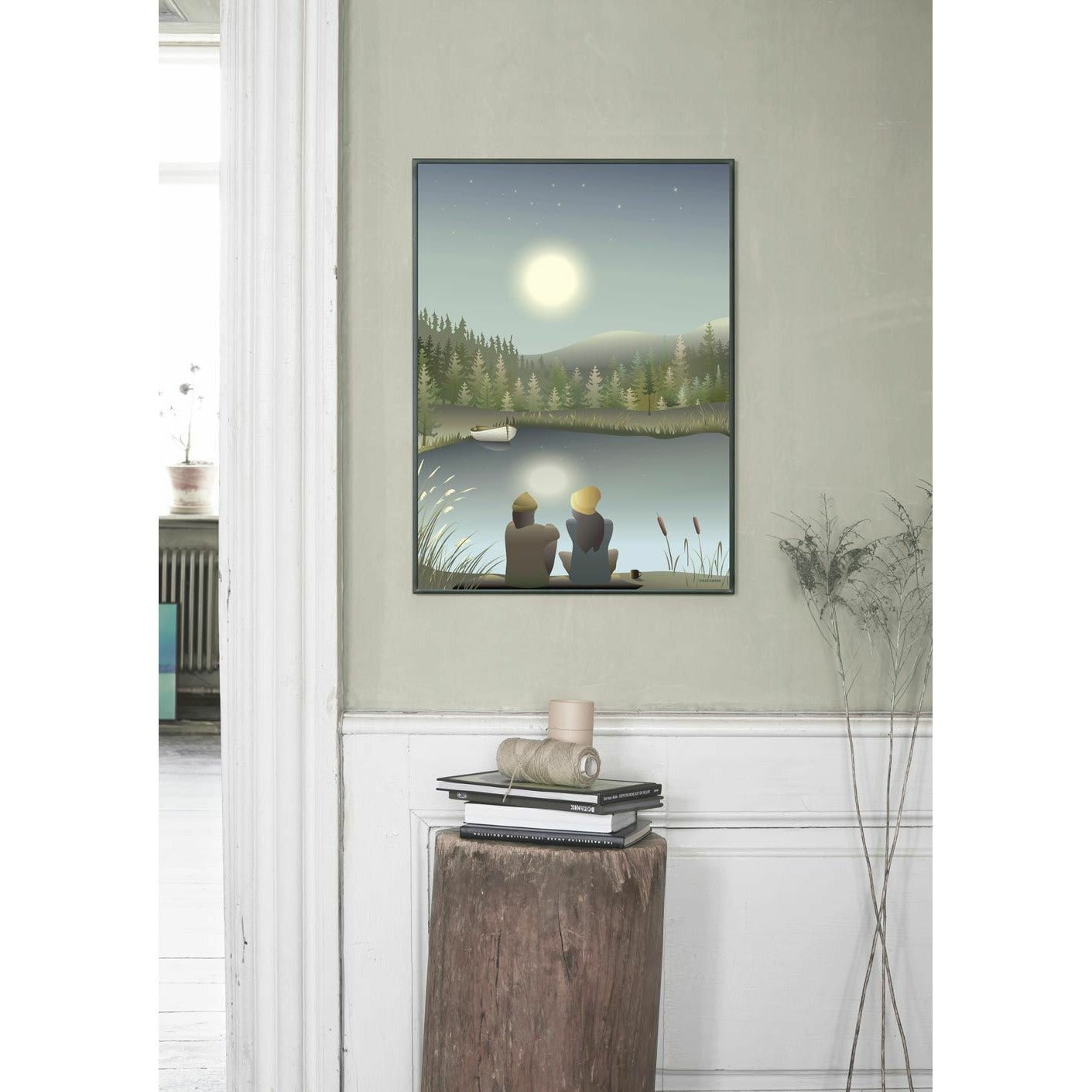 Vissevasse måneskin med din plakat, 50x70 cm