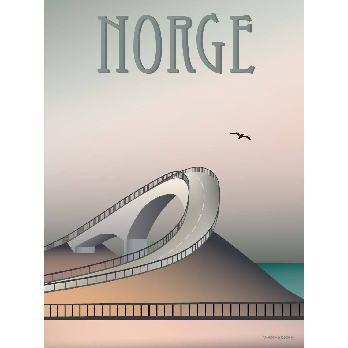 Vissevasse Norge Atlantic Road -affisch, 15 x21 cm
