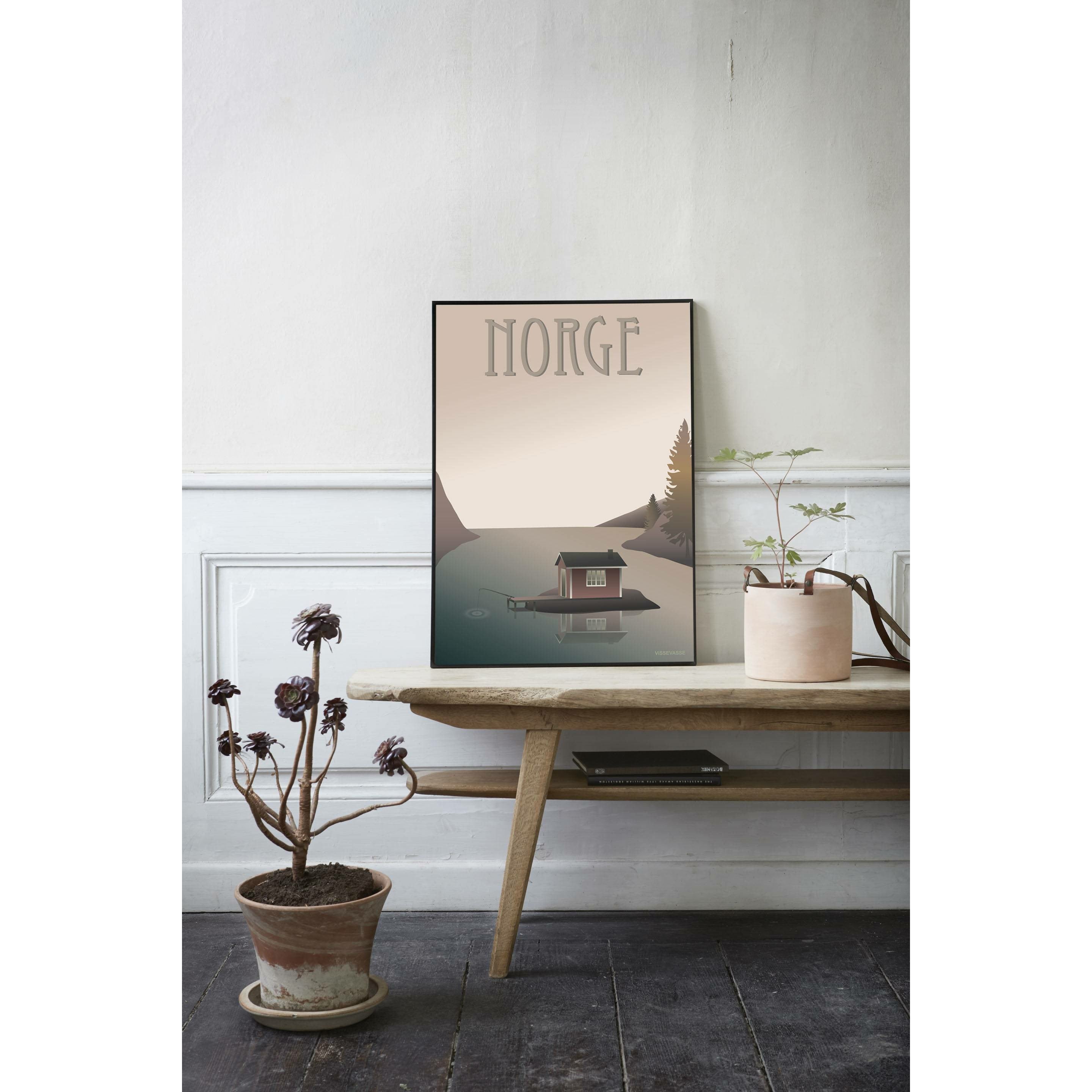 Vissevasse Norwegen ein abgelegenes Hausplakat, 30 x 40 cm