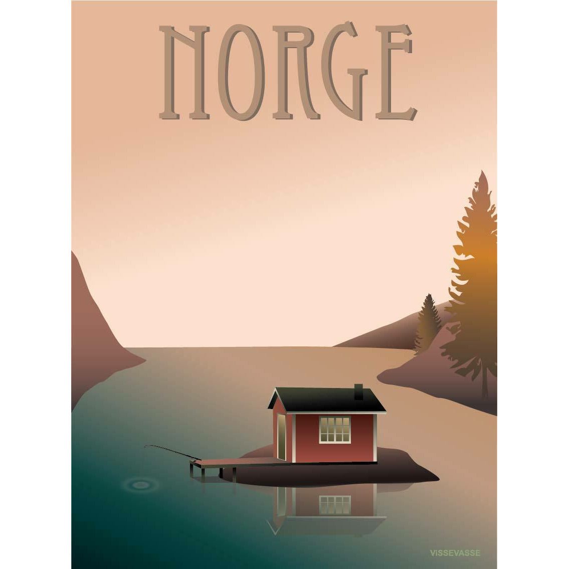 Vissevasse Norge avskild hus affisch, 70 x100 cm