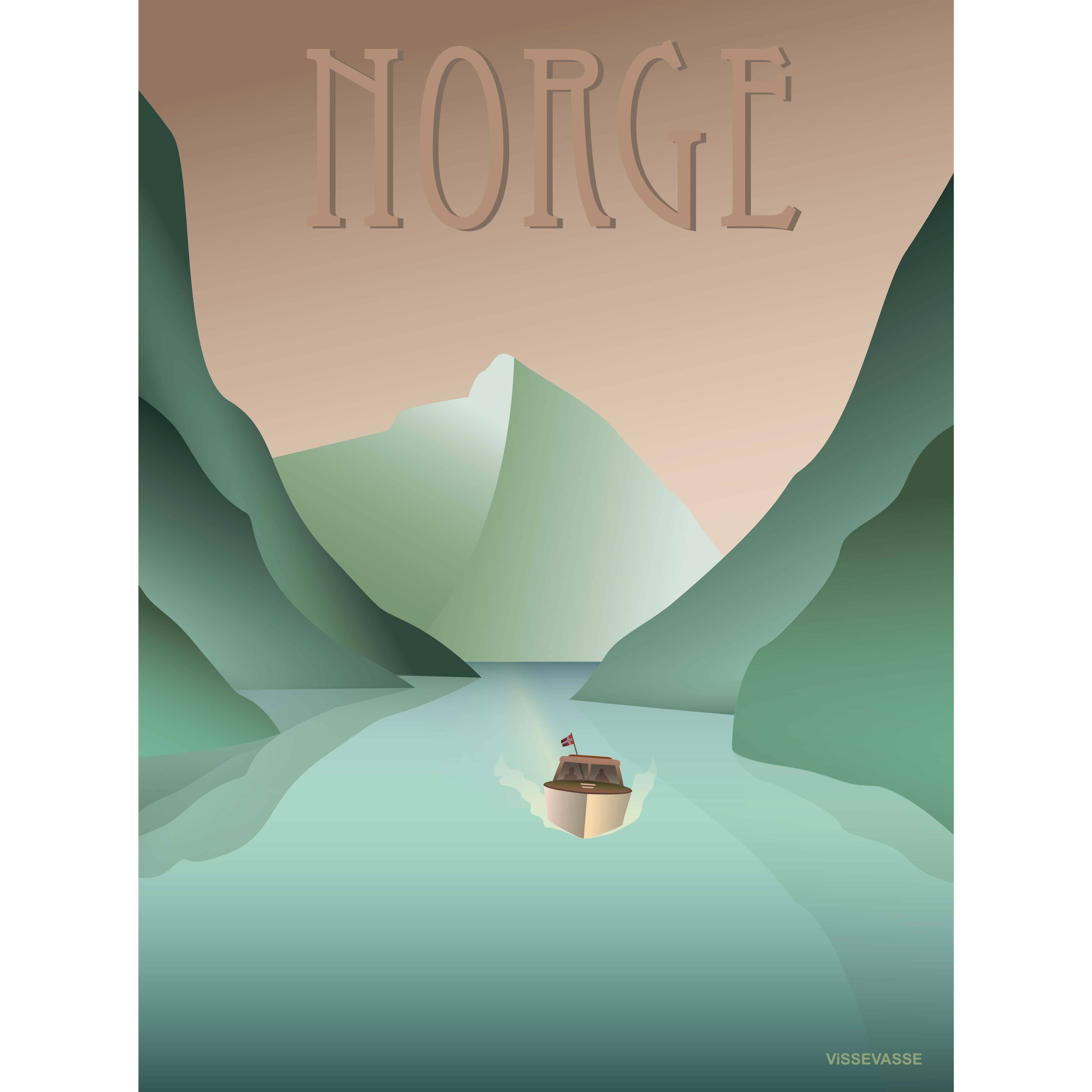 Vissevasse Norwegen Fjord -Poster, 30 x40 cm