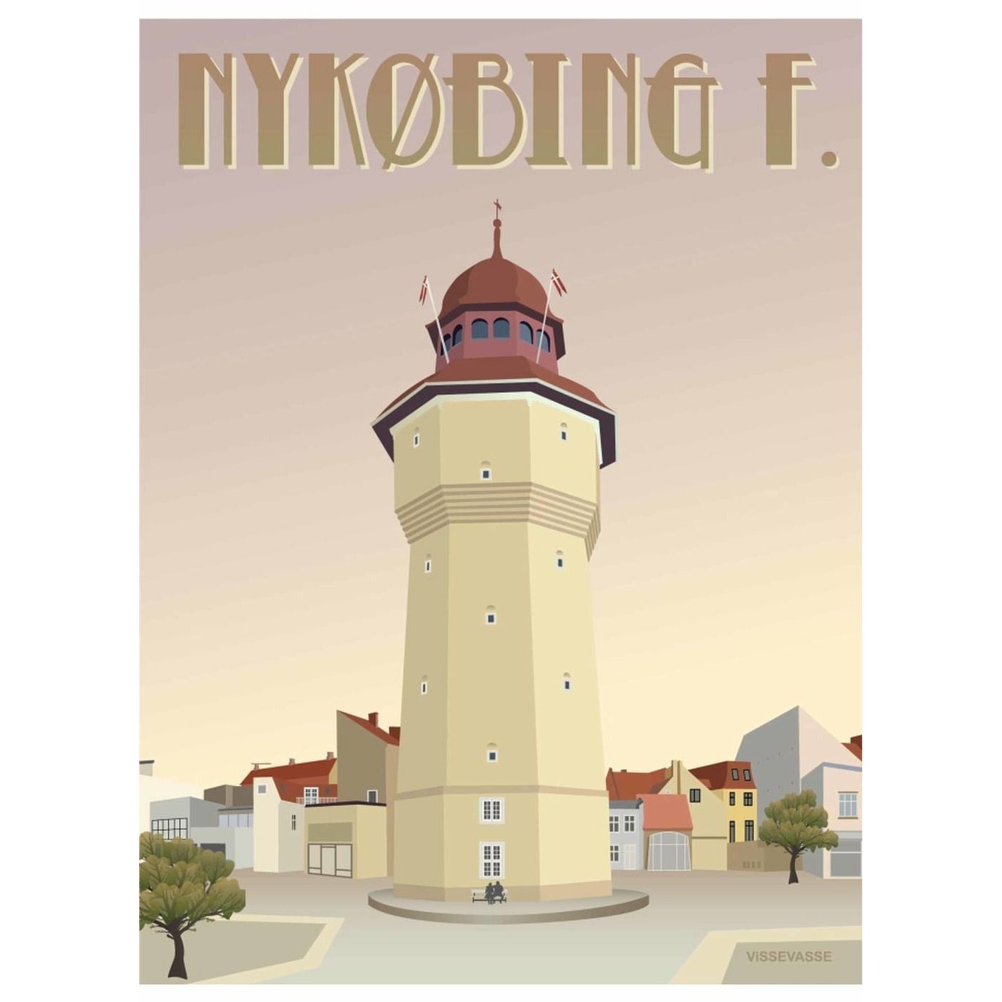 Vissevasse Nykøbing F Das Wasserturm -Plakat, 30 x 40 cm