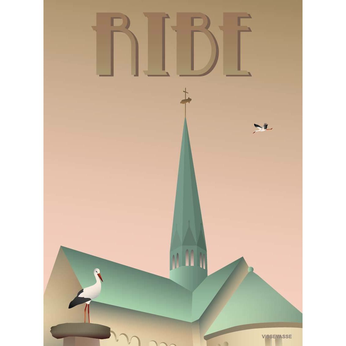 Vissevasse Ribe Storks Poster, 30 X40 Cm