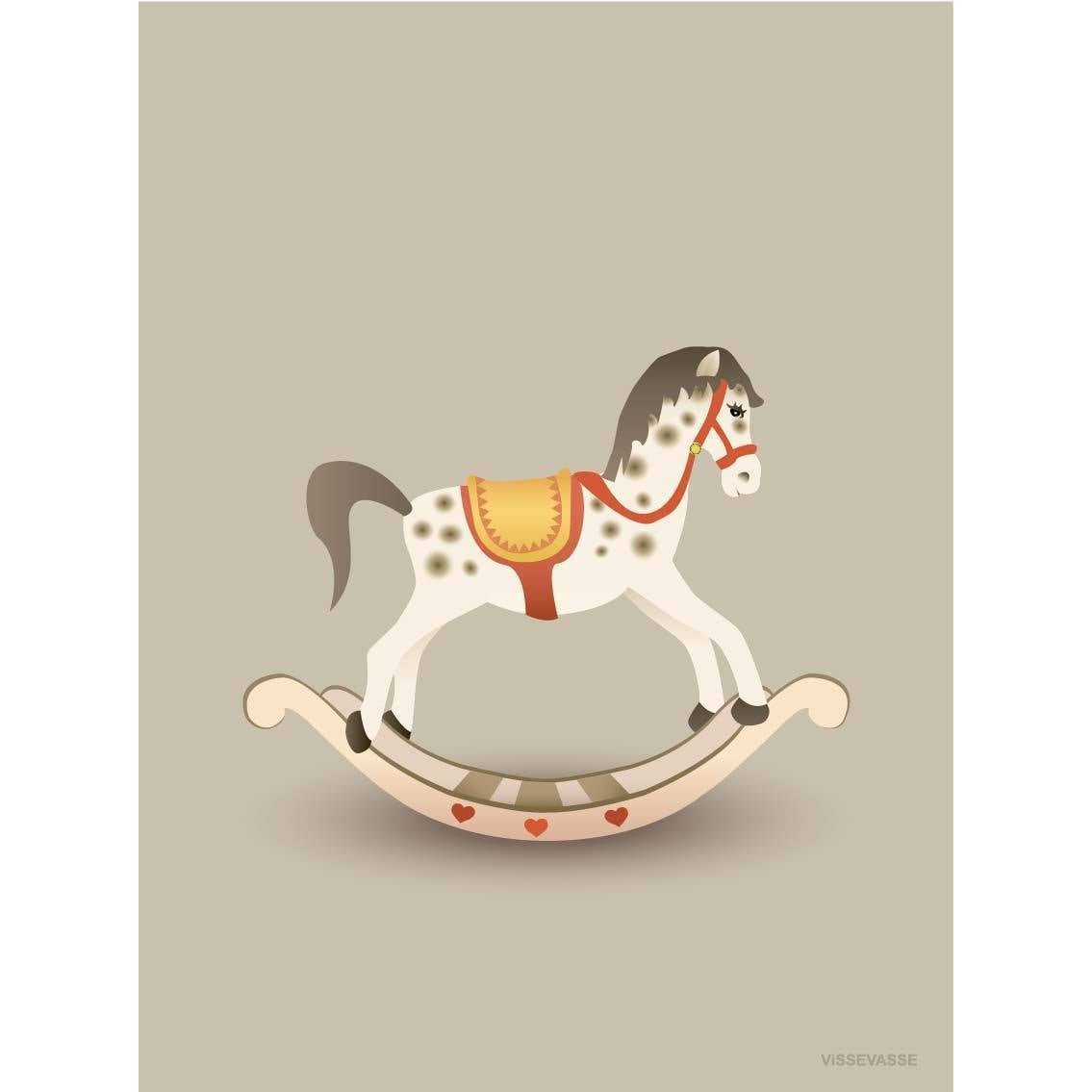 Tarjeta de felicitación de Rocking Horse de Vissevasse, marrón, 10,5x15 cm