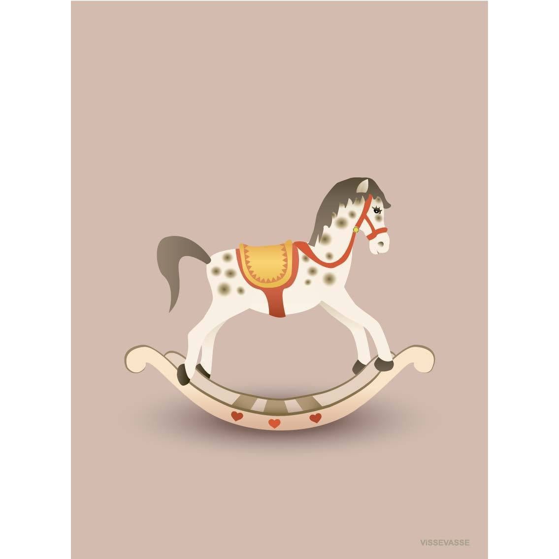 Vissevasse Rocking Horse Greeting Card, Pink, 10,5x15cm