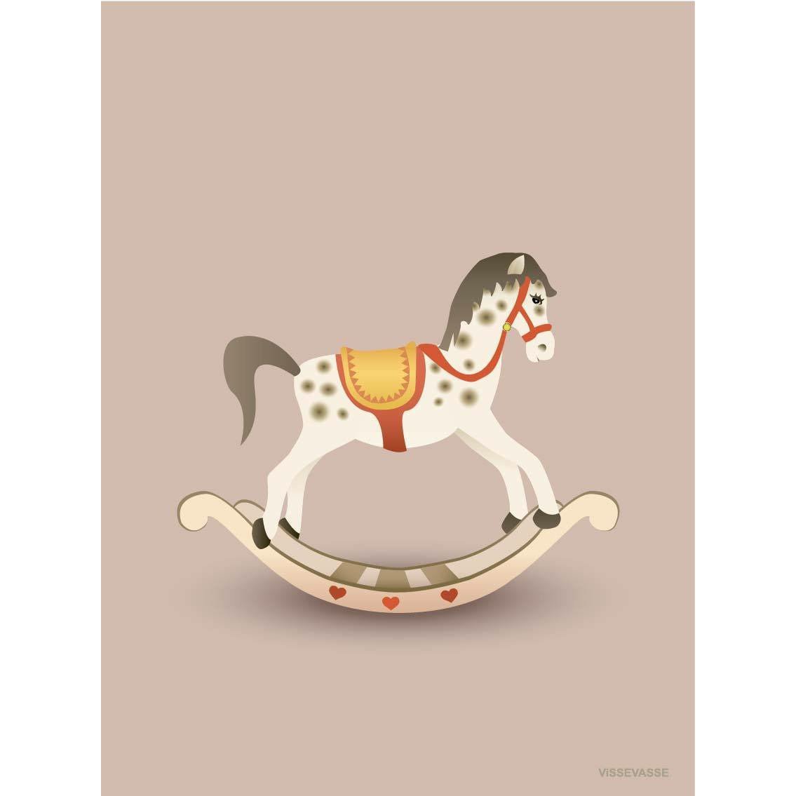 Vissevasse Rocking Horse Poster 50 X70 Cm, Pink