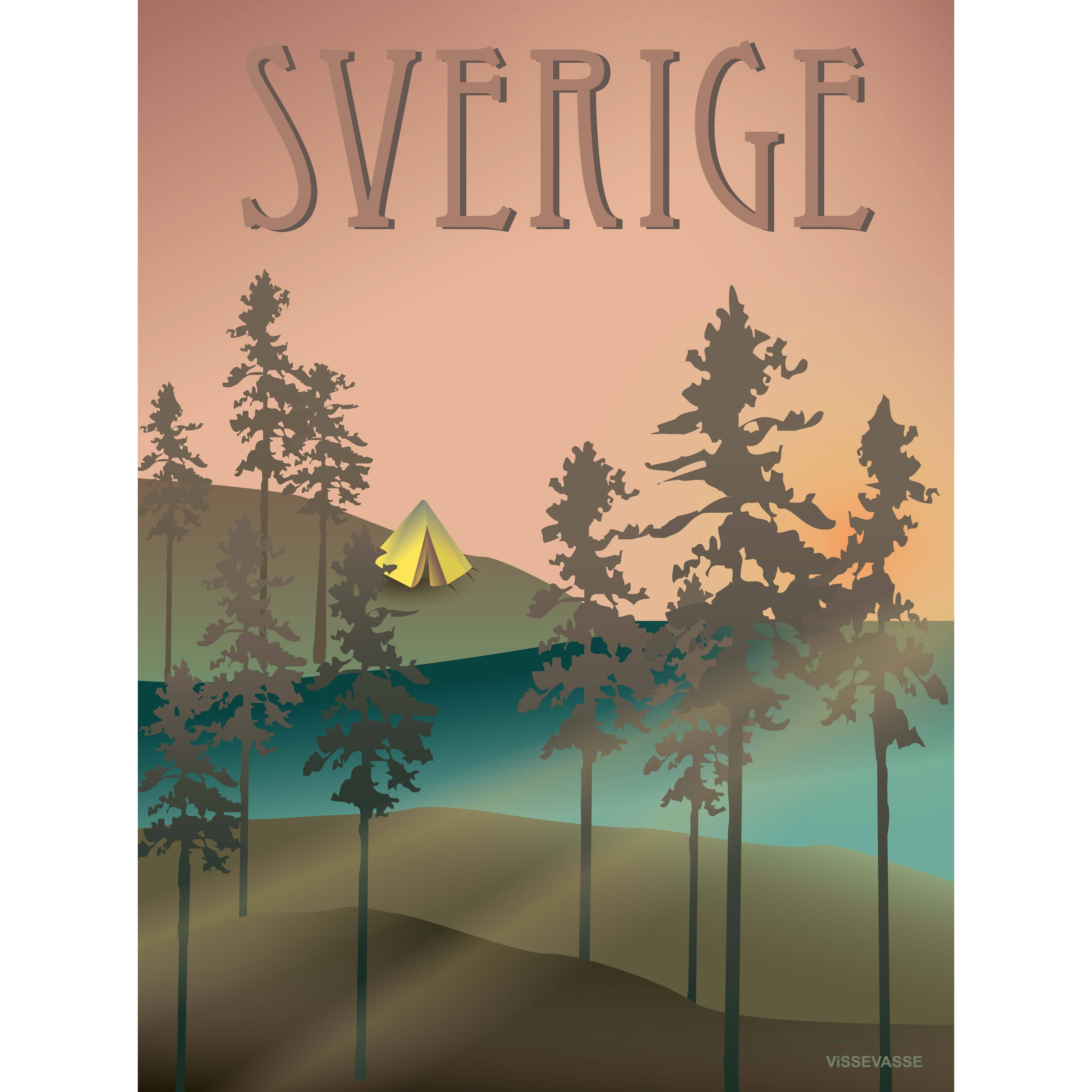 Vissevasse Schweden Waldplakat, 15 x21 cm