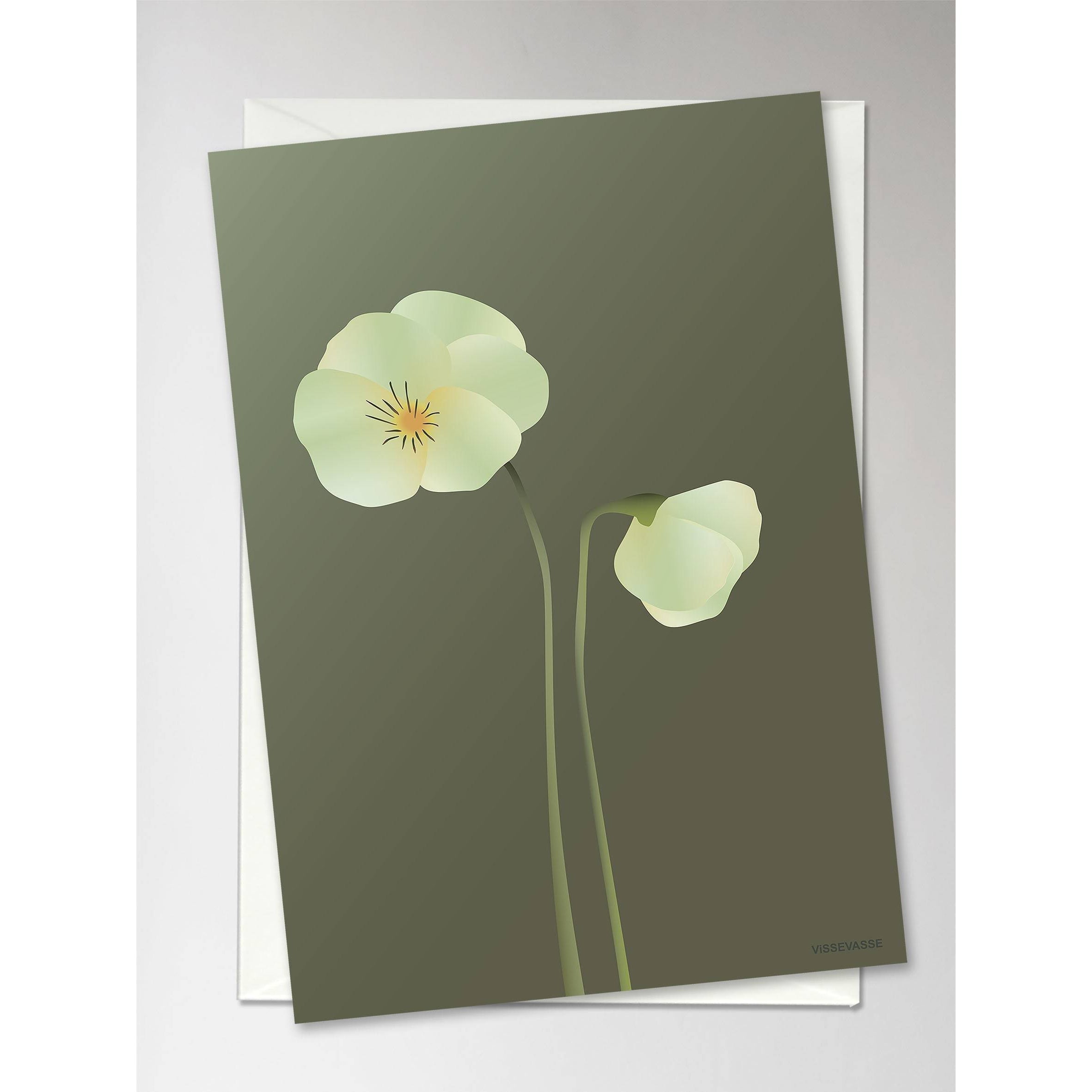 Vissevasse Pansy Greeting Card, verde, 10,5x15cm