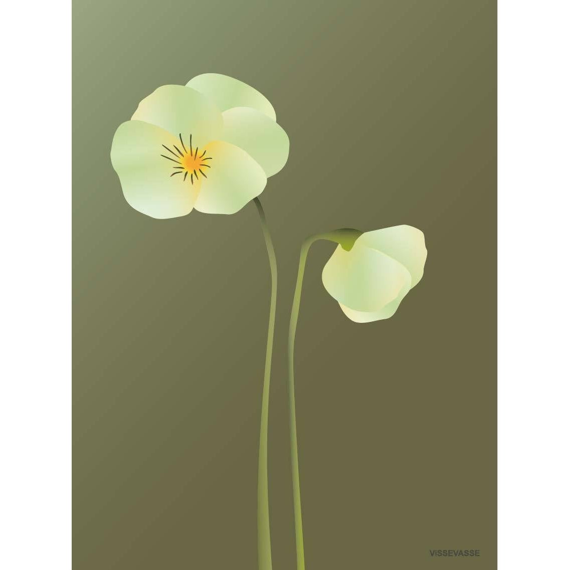 Carte de voeux Vissevasse Pansy, vert, 10,5x15cm