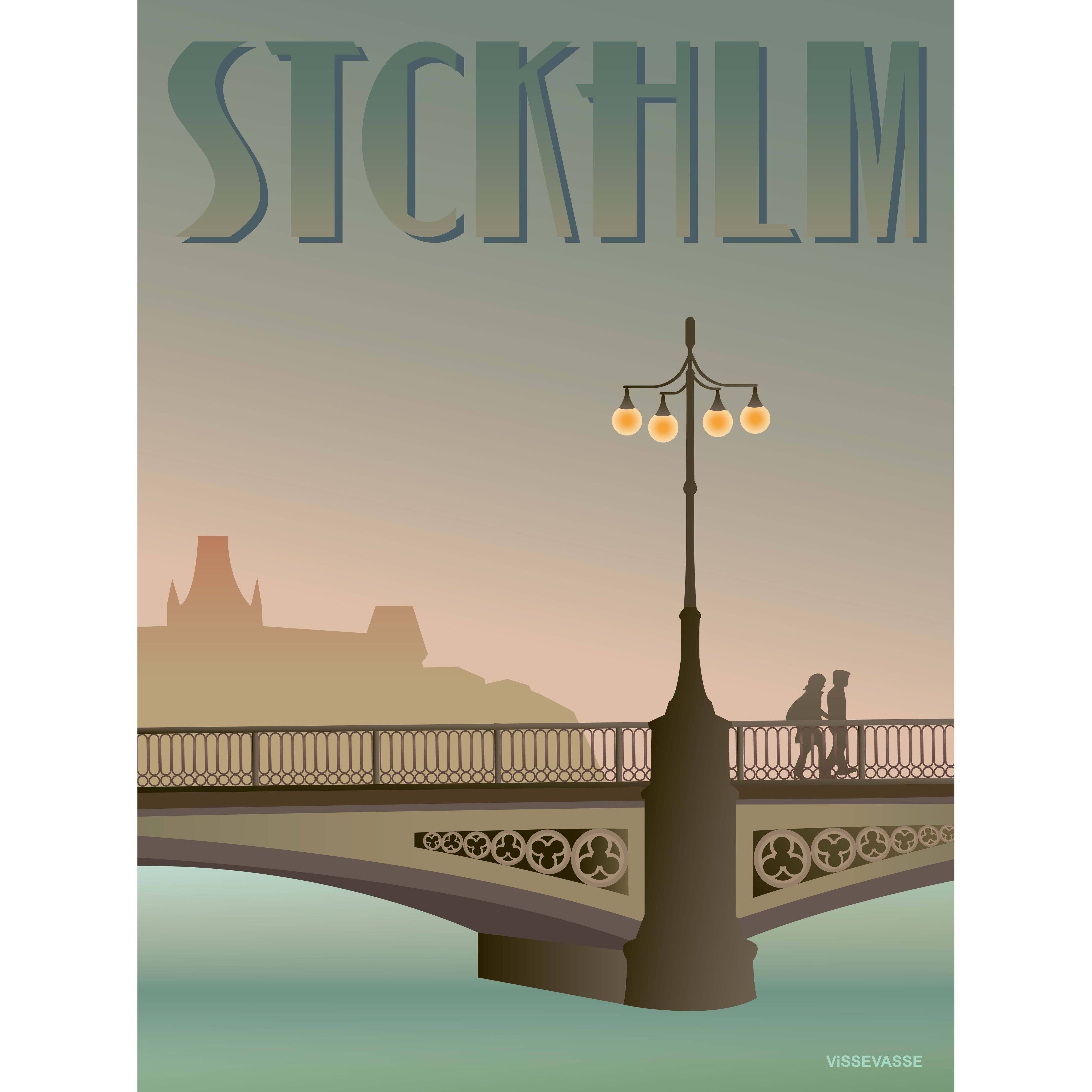 Affiche du pont Vasa de Stockholm Vissevasse, 15 x 21 cm