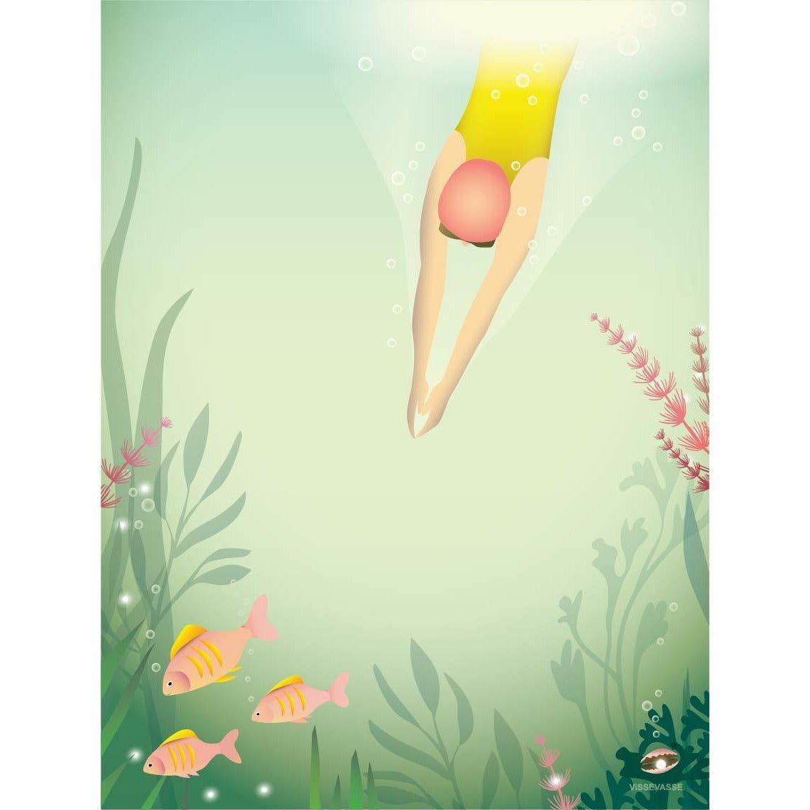 Vissevasse Swim Like A Fish Poster, 50 X70 Cm