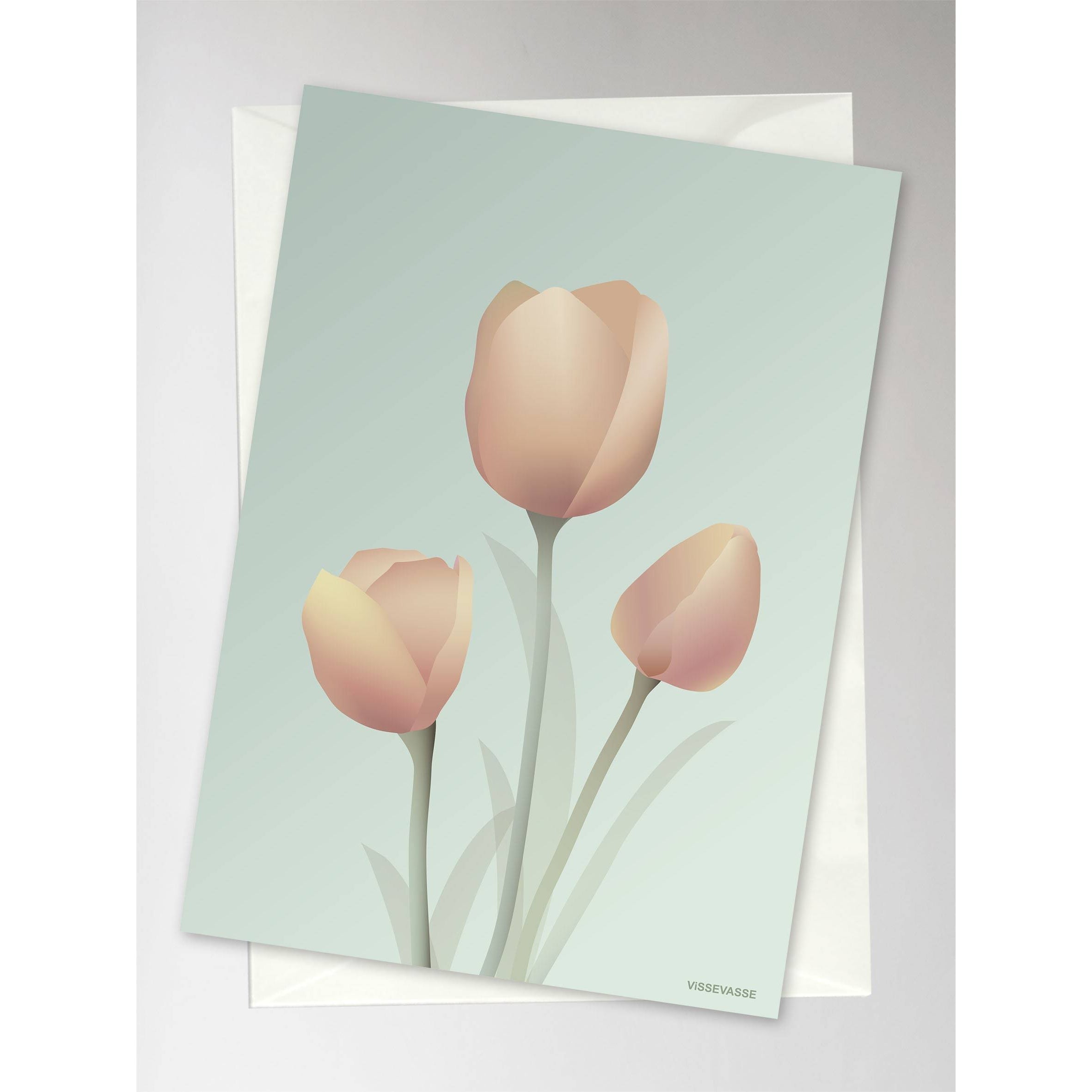 Carte de voeux Vissevasse Tulip, menthe, 10,5x15cm