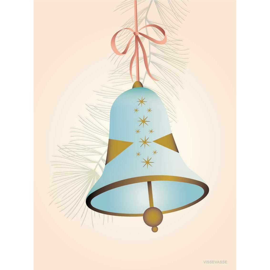 Vissevasse Weihnachtsglockengrußkarte 15 x21 cm, blau