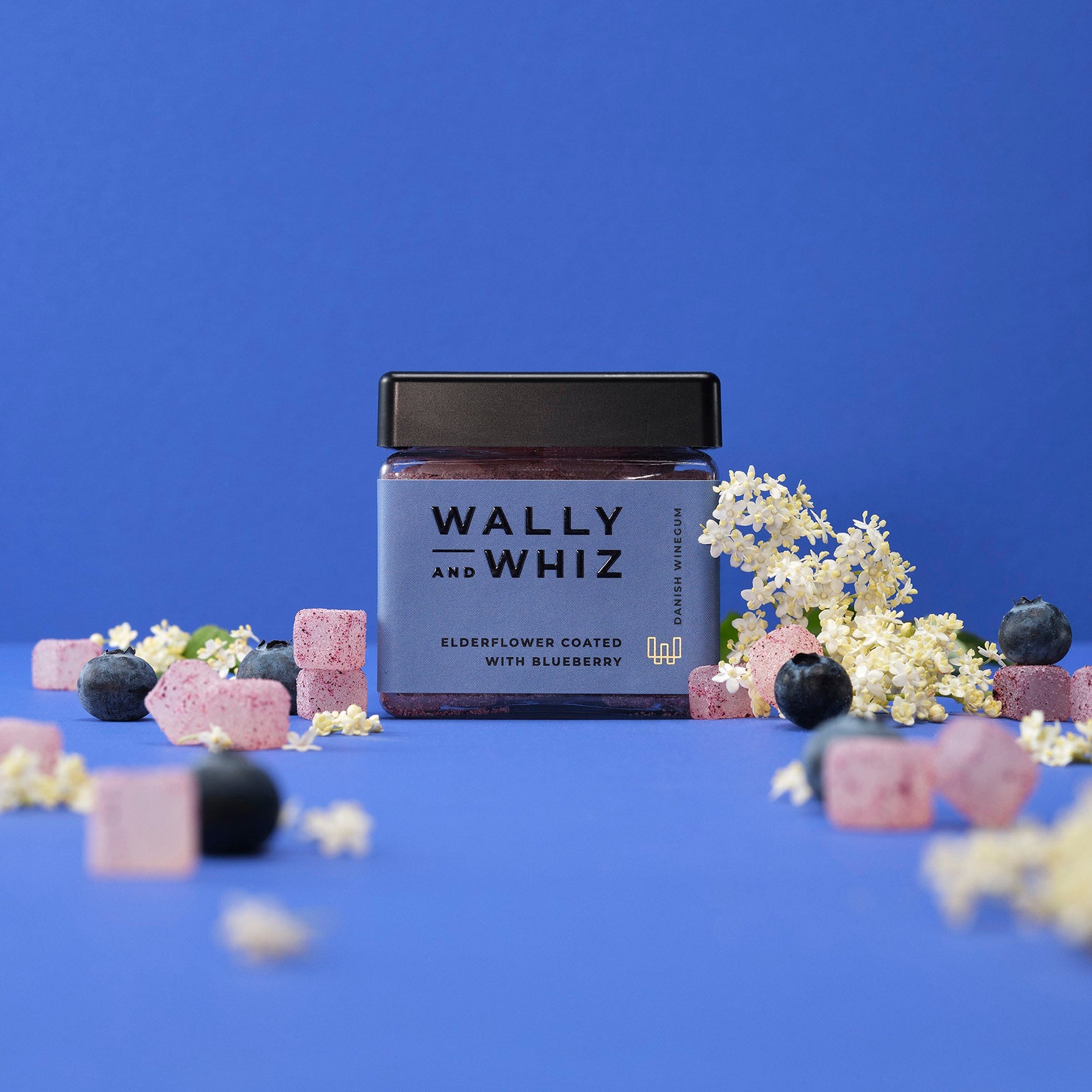 Wally og Whiz Wine Gum Cube, Elderflower med blåbær, 140 g