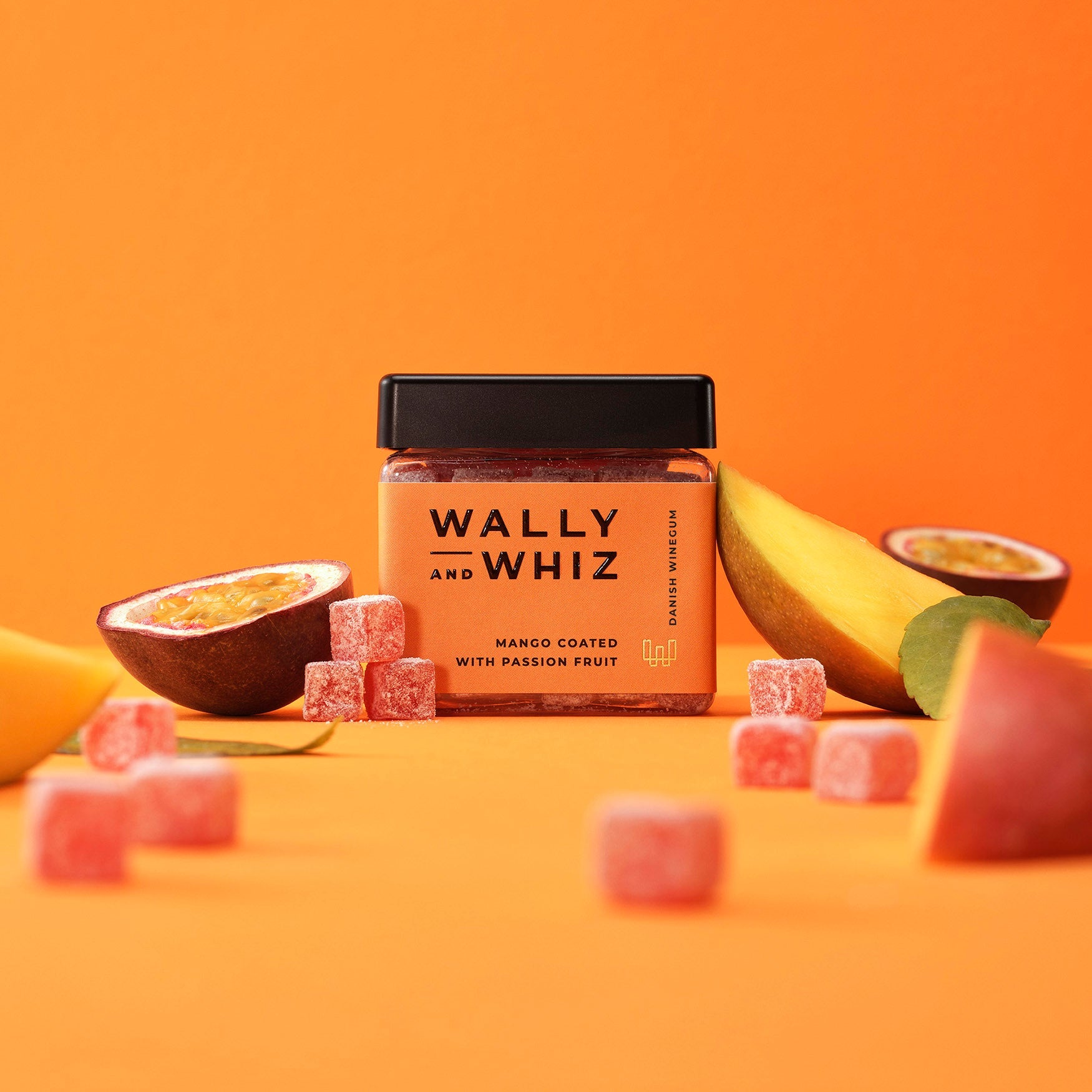 Wally et Whiz Wine Gum Cube, mangue avec fruit de la passion, 140g