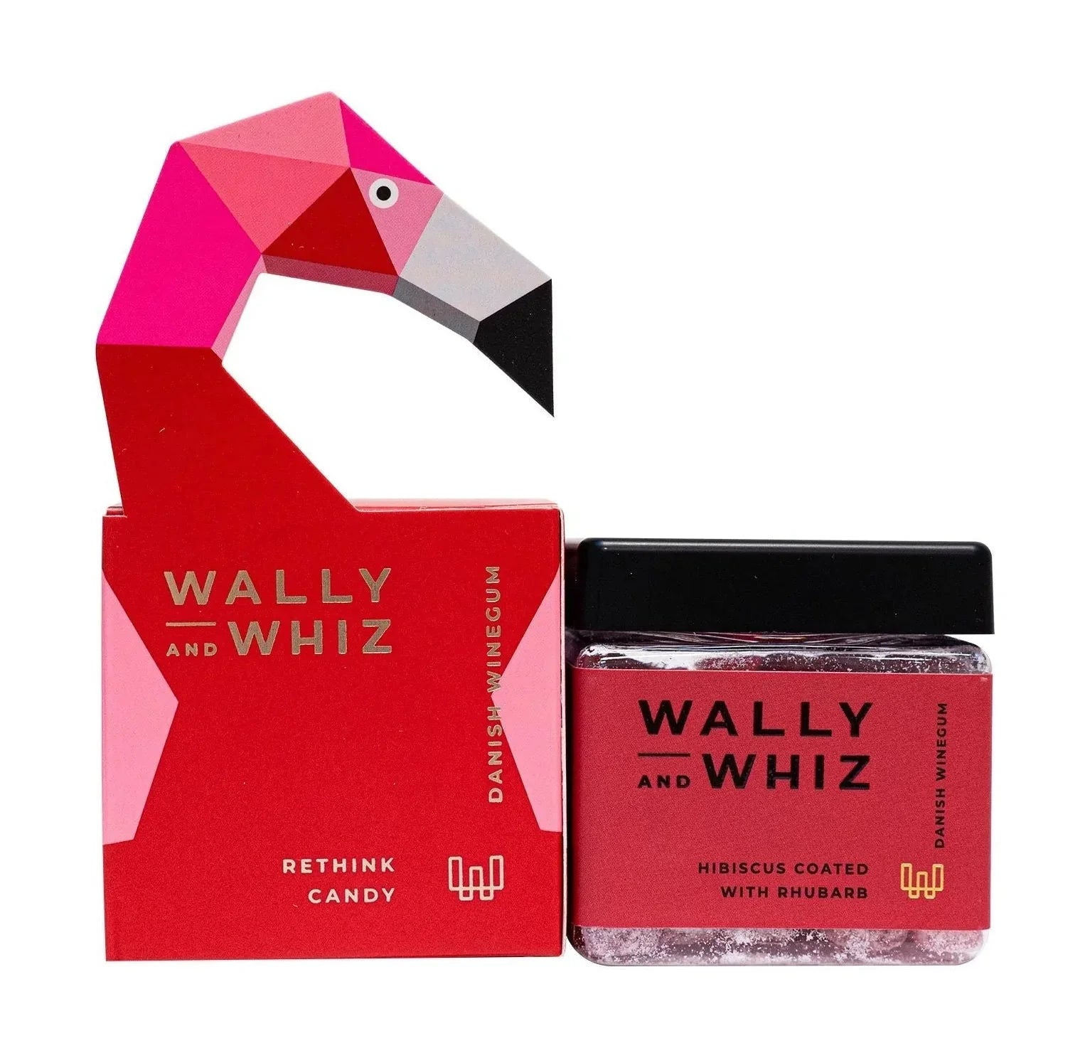 Wally og Whiz Wine Gum Cube, Flamingo Red Hibiscus med rabarber 140g