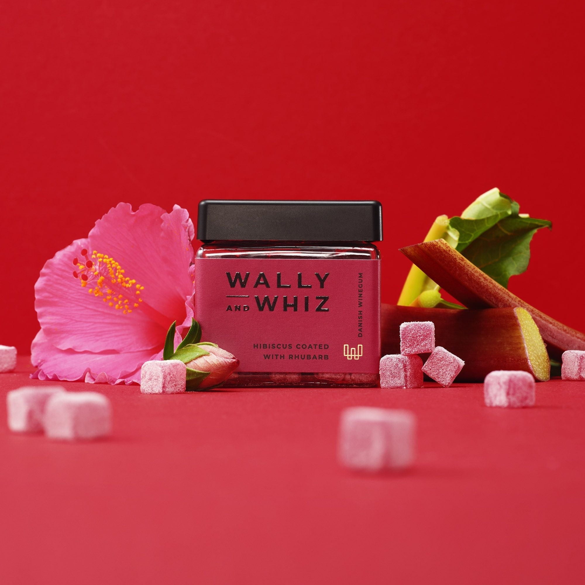 Wally et Whiz Wine Gum Cube, Hibiscus avec rhubarbe, 140g