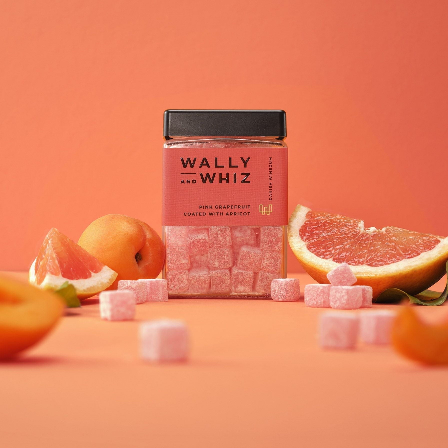 Wally und Whiz Wine Gum Cube, Pink Grapefruit mit Aprikosen, 240g