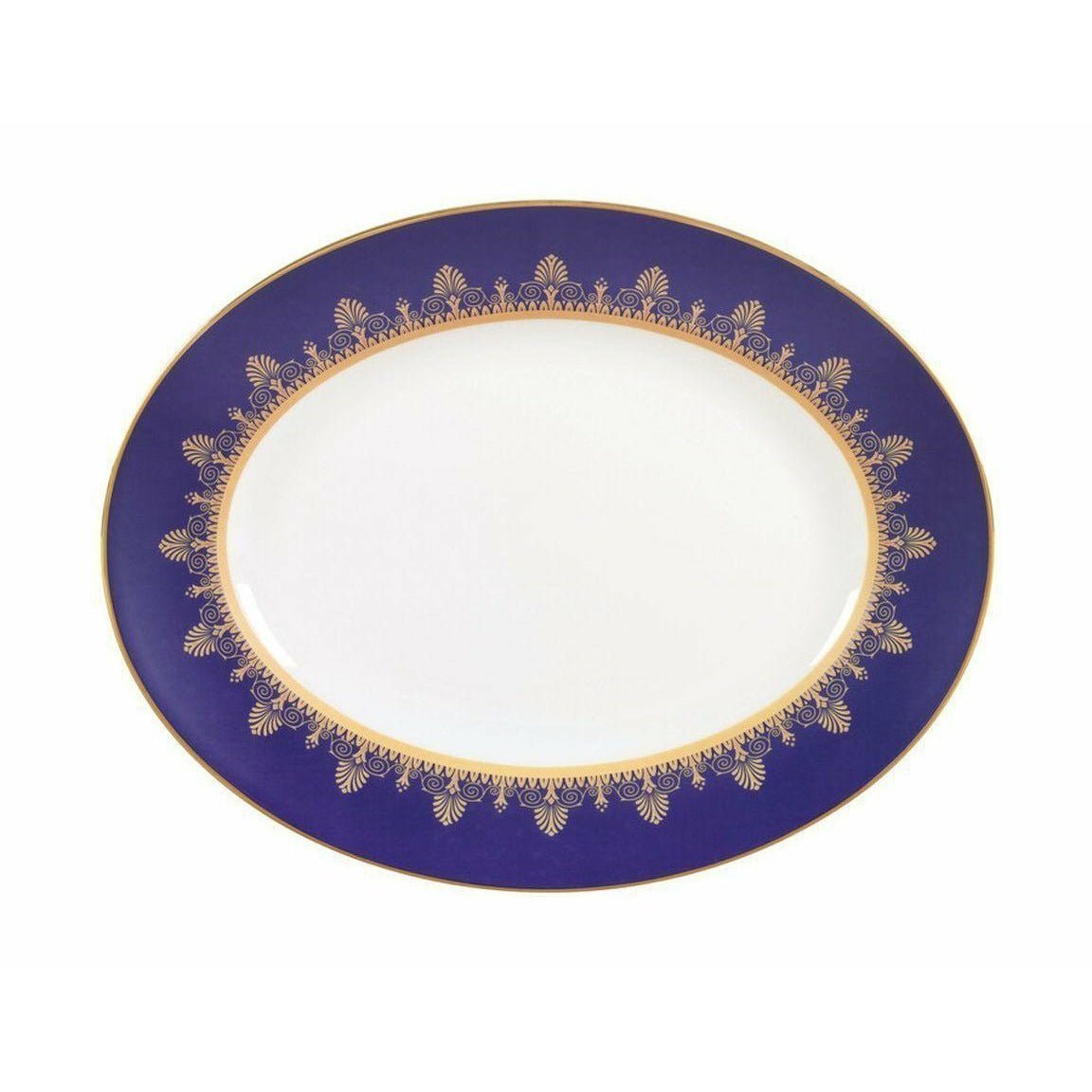 Wedgwood Anthemion Blue Oval Servingplatte, W: 35 cm