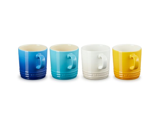 Le Creuset Rivieira Collection Set With 4 Cappucino Mugs