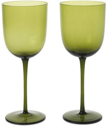 Cermas de vino blanca de huésped de Ferm Living 30 Cl Conjunto de 2, Moss Green