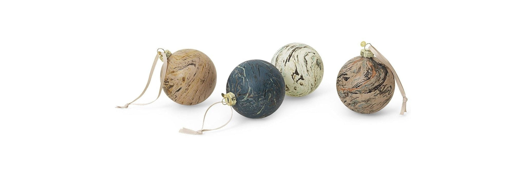 Ferm Living Christmas Marble Baubles Medium, uppsättning av 4