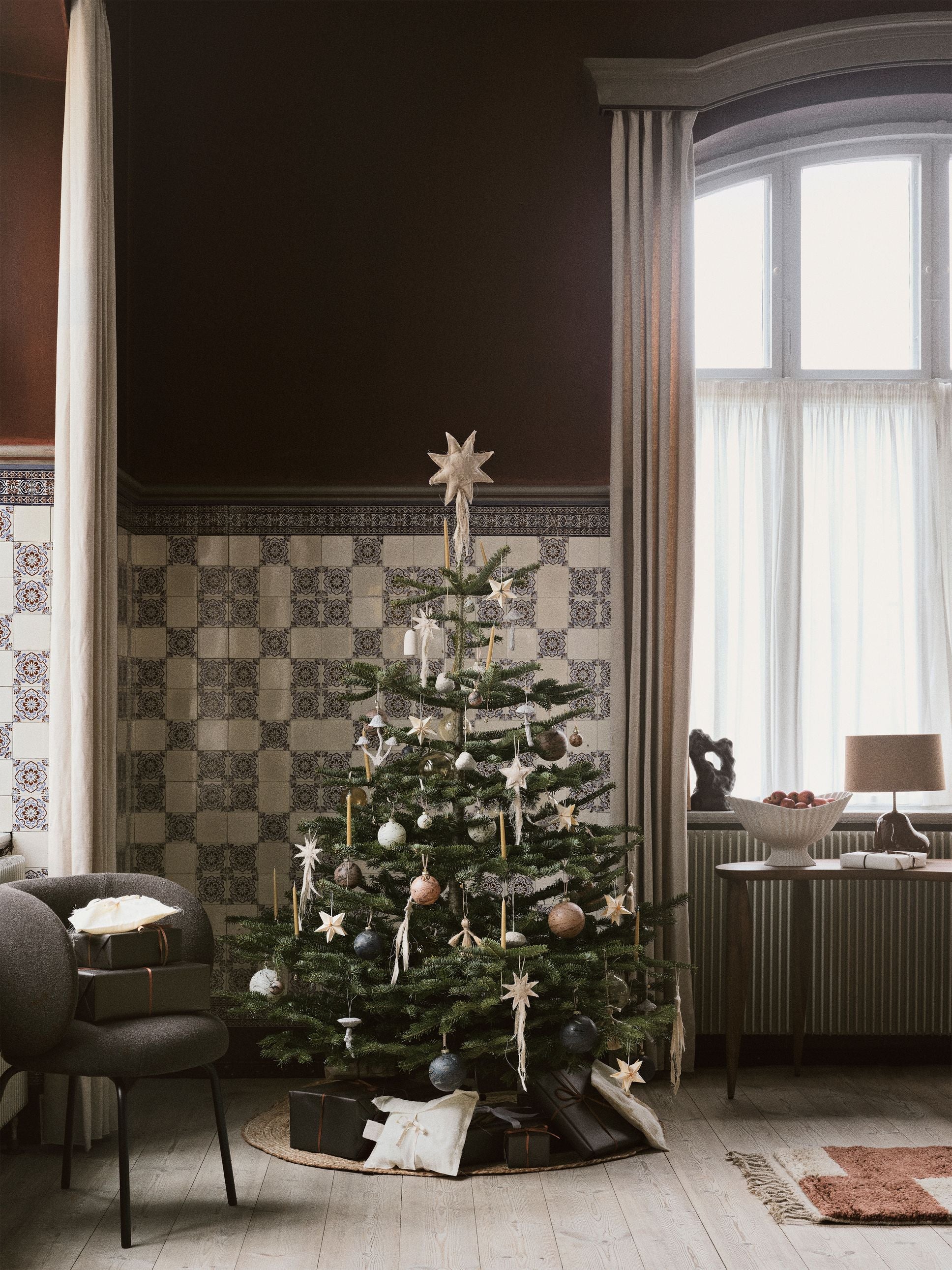 Ferm Living Christmas Marble Baubles Medium, uppsättning av 4