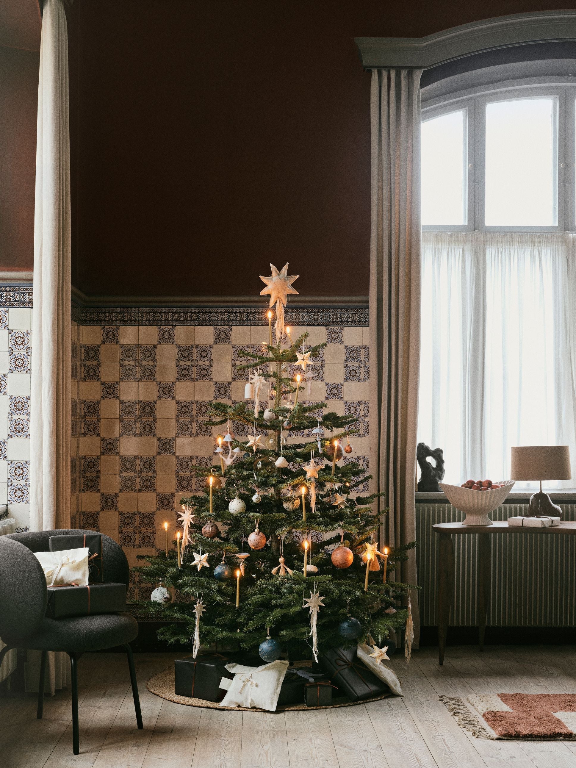 Ferm Living Christmas Marble Baubles Medium, uppsättning av 4