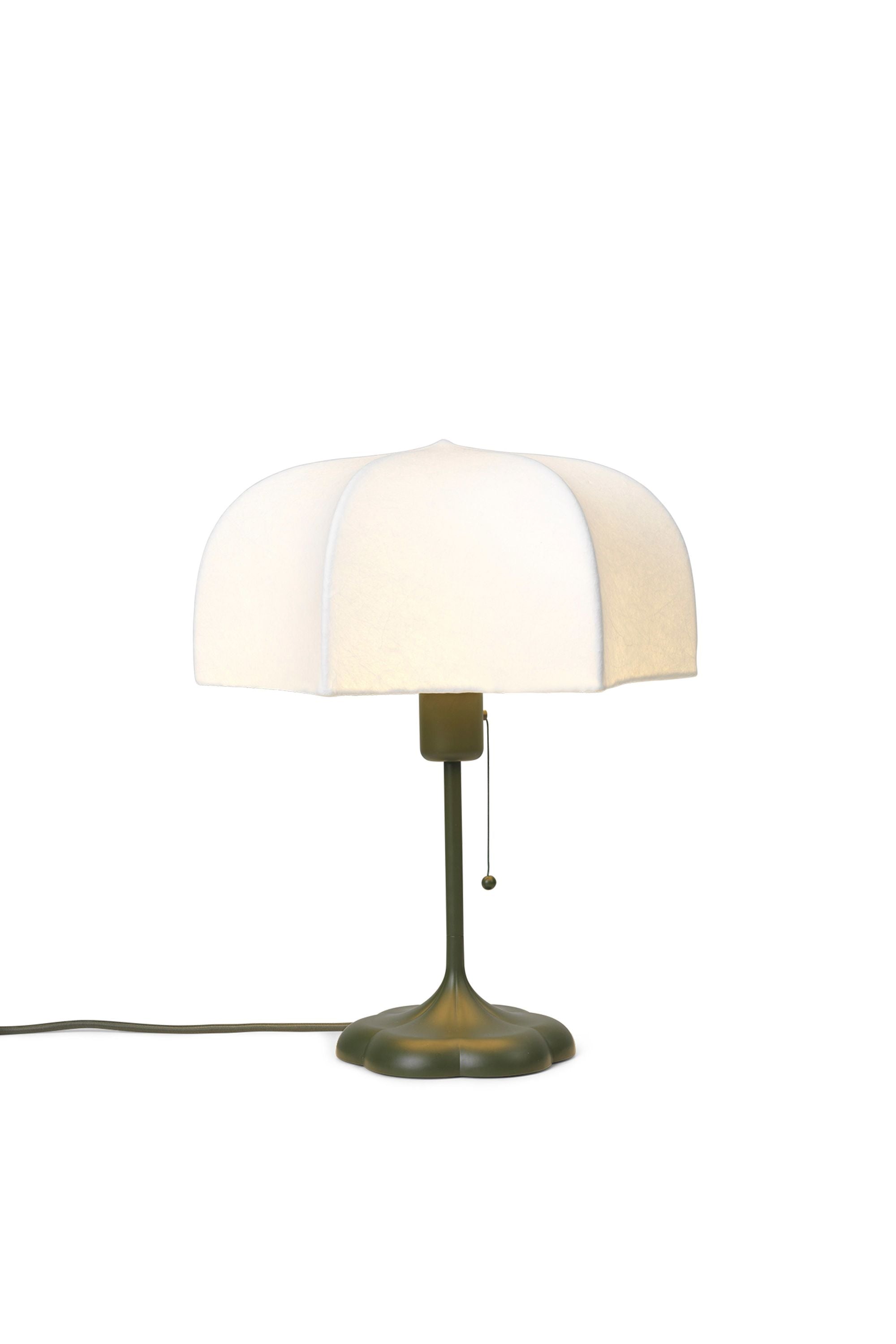 Lampe de table de poème Ferm Living, blanc / vert herbe