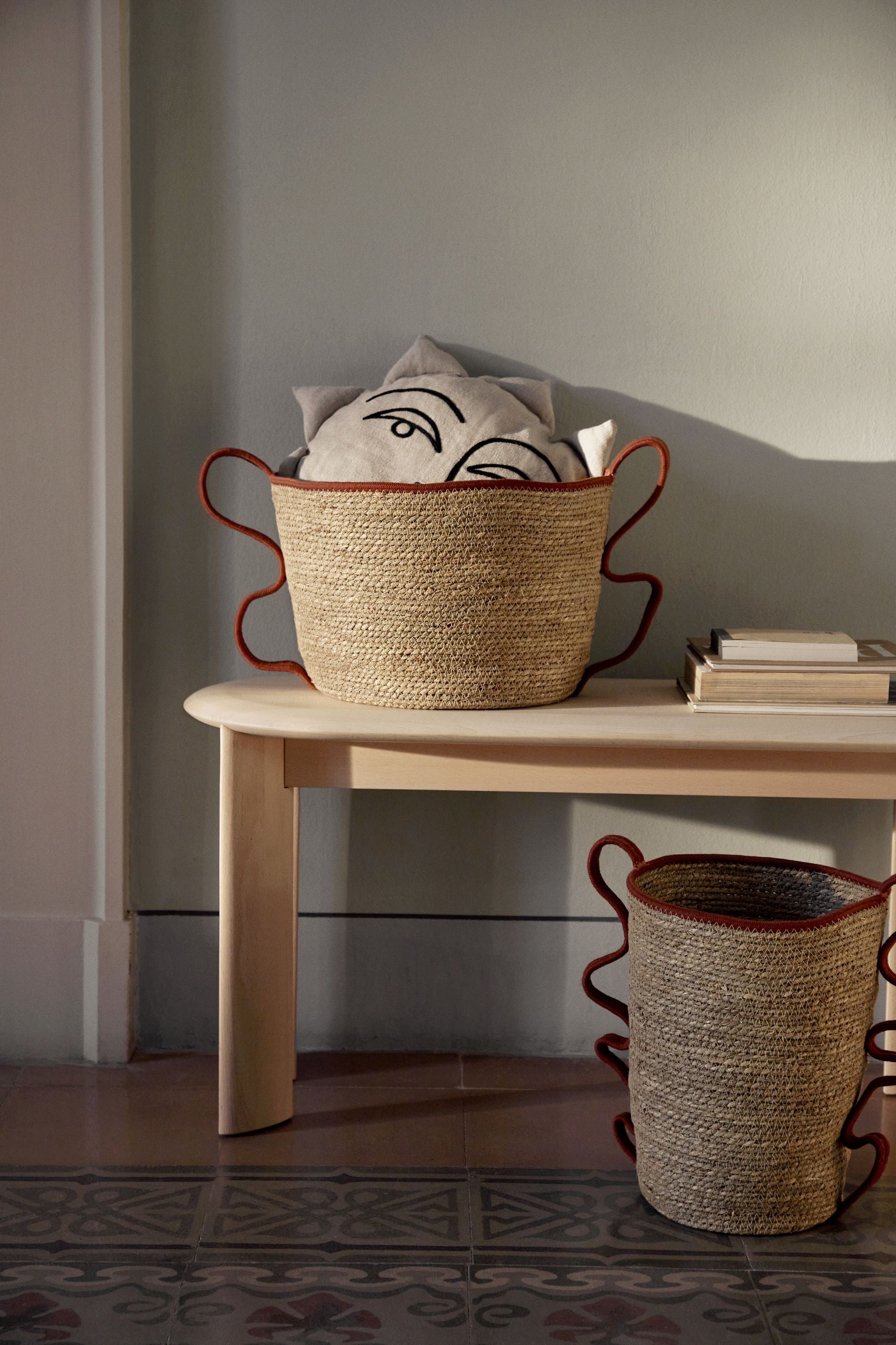 Ferm Living Low Baskets Set von 2, Ziegelstein