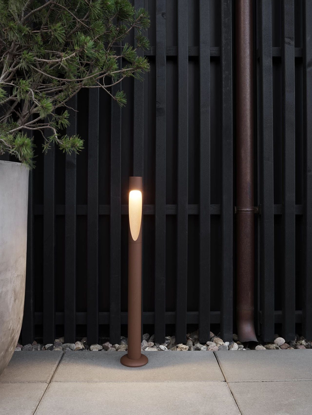 Louis Poulsen Flindt Garden Bollard LED 3000 K 6,5 W Ancre avec adaptateur court, Corten